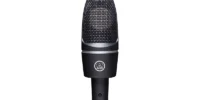 Front view of AKG C3000 large diaphragm cardioid condenser studio microphone with black metal grille and logo.