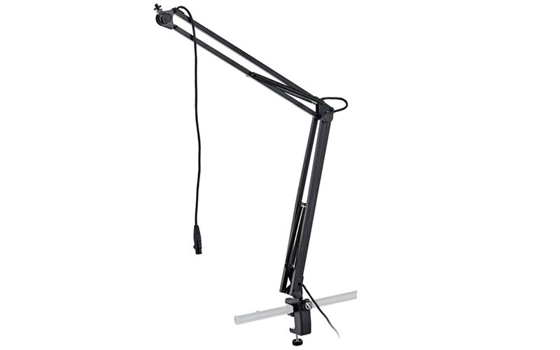 K&M 23850 microphone desk arm. clamped to desk