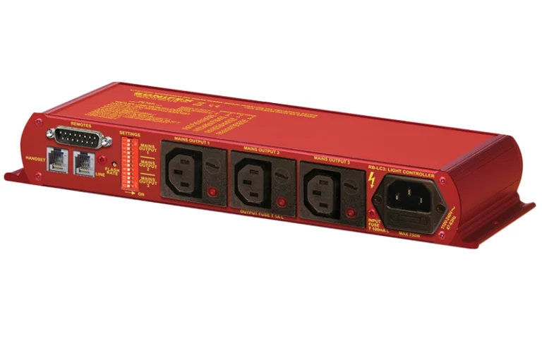 The Sonifex RB-LC3 is a triple output switching unit for controlling external mains indicators, primarily studio status lights for broadcasting applications.