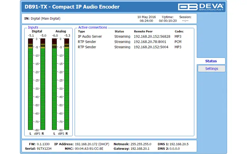 deva db91 tx web interface