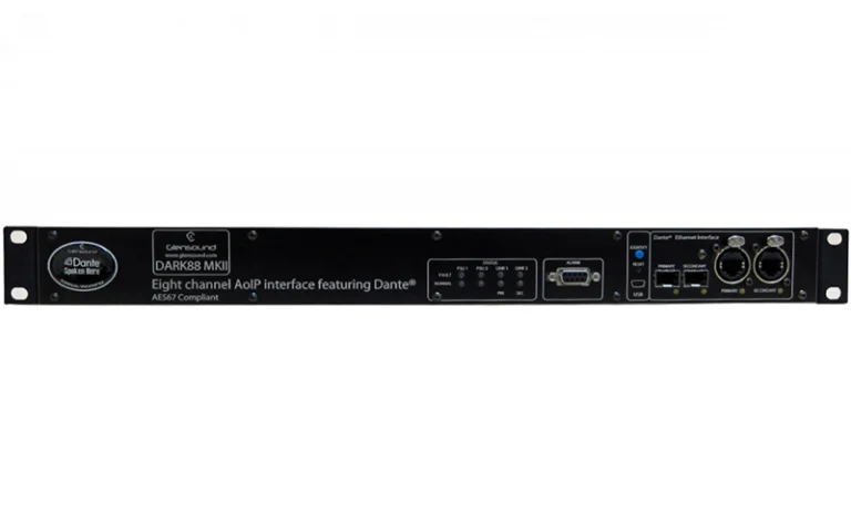 The Glensound DARK88 MKII is a versatile, professional Dante audio interface designed to seamlessly integrate into modern broadcast studio environments.