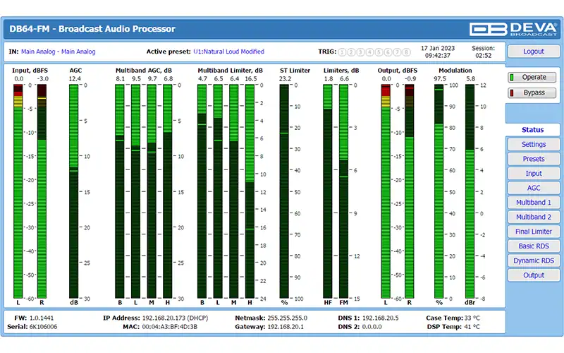 deva db64-fm in rack