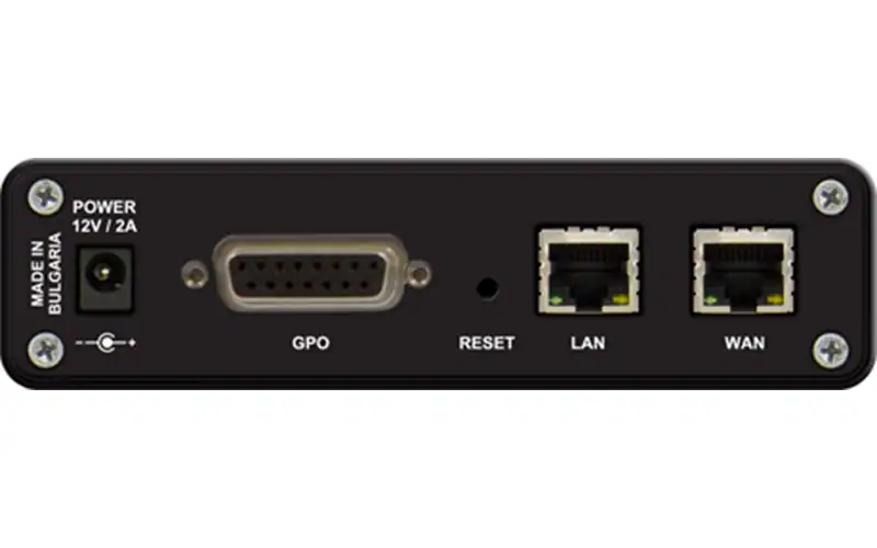 DEVA Compact RF2IP Hub rear panel with power, GPO, LAN and WAN ports