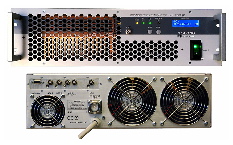 Suono Telecom ESVA1K 1kW FM transmitter front and rear panels