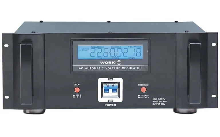 The Work Pro EST 519/2 maintains a constant output supply, as long as the input voltage supplied is in a range of 140 to 250V with a maximum load of 22A.