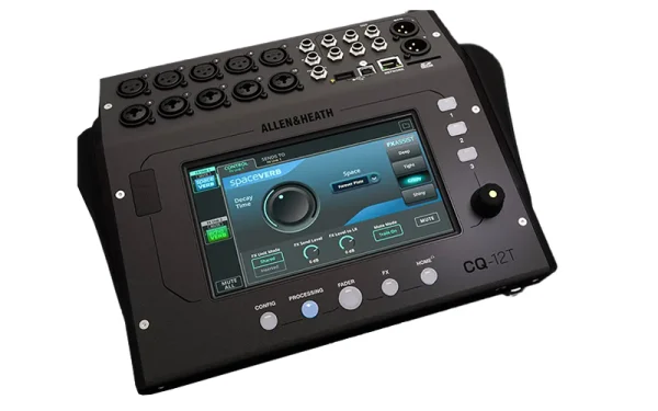 The Allen & Heath CQ-12T is the smallest mixer in the CQ range and is ideal for home recording and streaming, small gigs, and speech applications.