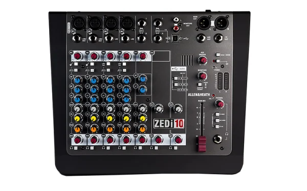 The Allen & Heath ZEDi-10 combines the robustness and hands-on control of an analogue mixer with a high quality 4 x 4 USB interface.
