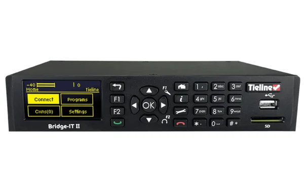 Tieline Bridge-IT II TLR6100 stereo IP audio codec front panel in half-rack chassis