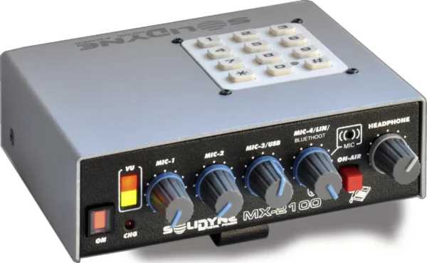 The Solidyne MX2100 portable mini- console is designed to provide a low-cost professional solution for broadcasting from outside locations.