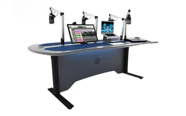 The AKA Design PodCast is a stylish and ergonomic range of voice recording and podcast desks for the modern media workplace.