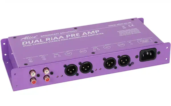 The Alice Dual RiAA Phono PAK  turntable pre-amplifier is designed for broadcast use with high-quality vinyl records.