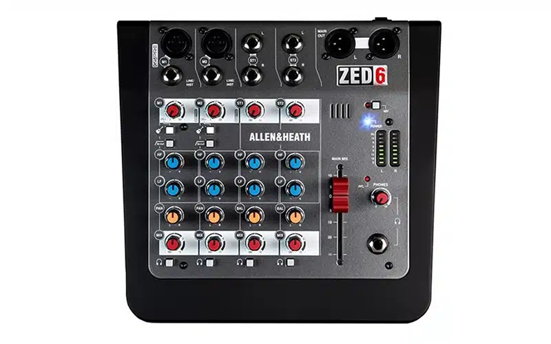 The Allen & Heath ZED-6FX is a versatile 6-channel mixer that combines professional audio performance with built-in effects