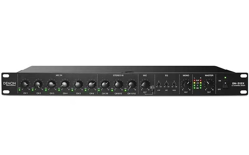 The Denon DN-312X is a 1U rack-mounted 12-channel mixer that can solve countless audio challenges.