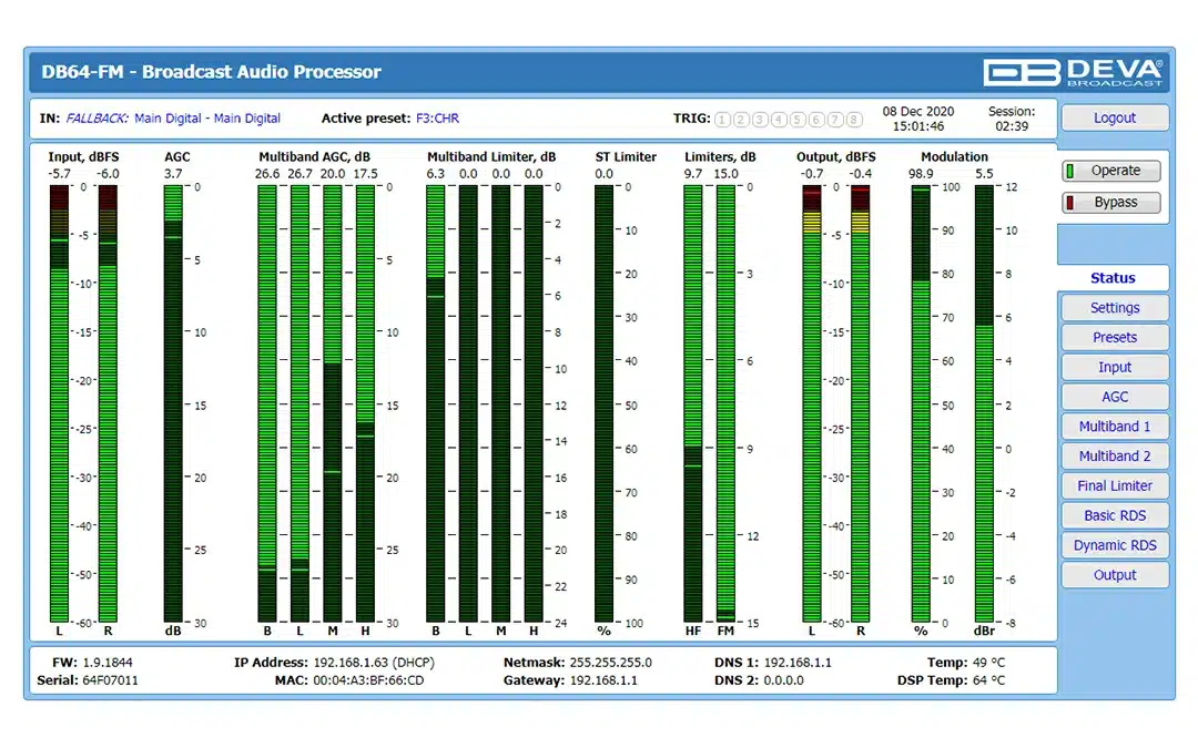 deva db64 fm web interface