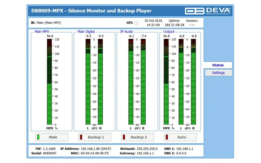 deva db8009 mpx main