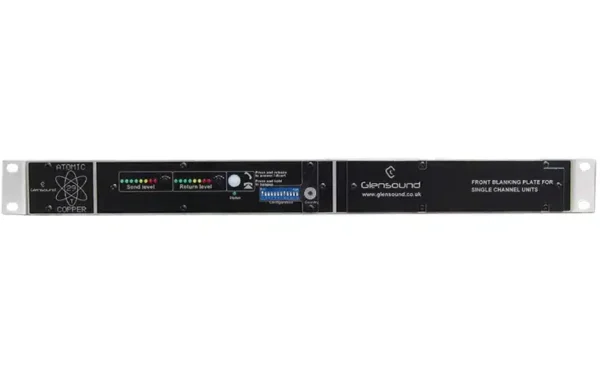 The Glensound Atomic Copper 29/S - a single rack-mount digital telephone hybrid that stands out in its application within the Atomic range.