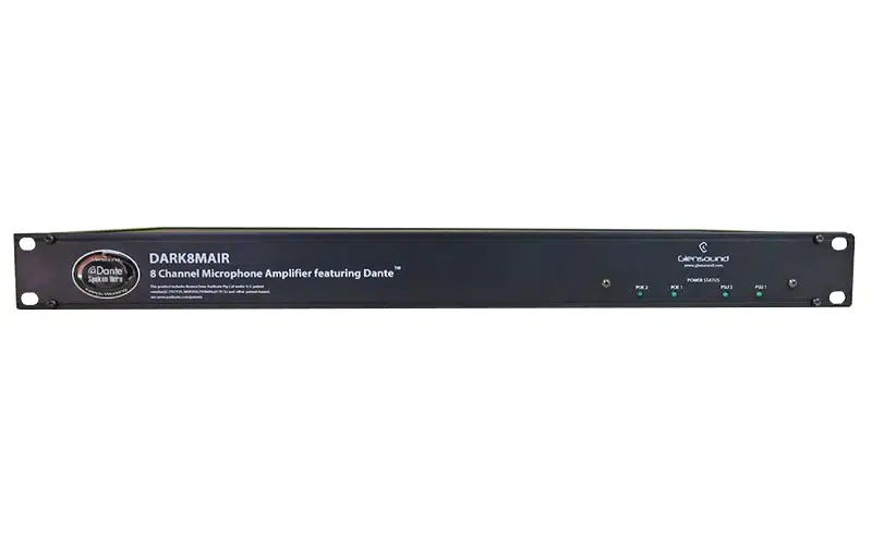 The Glensound DARK8MAIR (Microphone Analogue Input Rackmount) is a very powerful Dante/ AES67 network audio interface