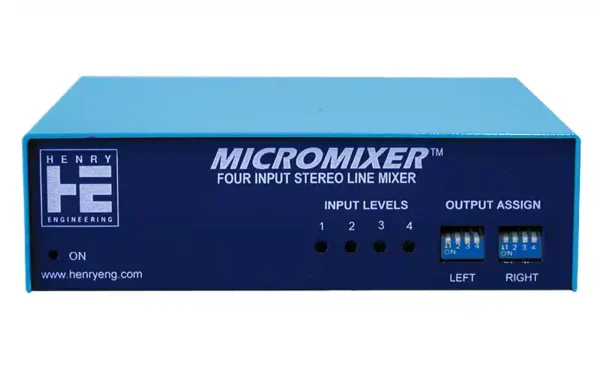 The Henry Engineering MICROMIXER is a handy mixer to have when you need to mix 2 stereo sources together