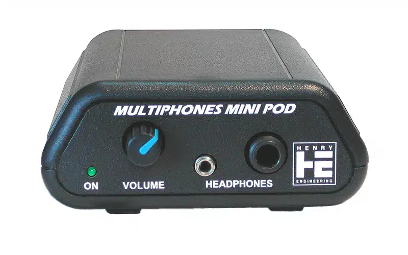 The Henry Engineering MINIPOD MAXX is a compact stereo headphone amplifier for broadcast studios and other commercial sound installations.