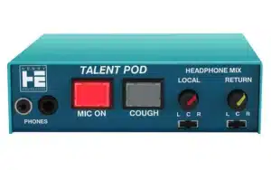 The Henry Engineering TALENTPOD II is an announcer’s mic and headphone controller for use by talent at a remote broadcast.