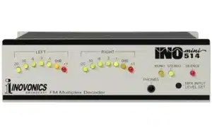 The Inovonics 514 is a standalone decoder for FM-stereo multiplex demodulating an FM-baseband input decoding the signal to discrete L and R audio.