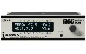 Installed at a broadcast transmitter site the Inovonics INOmini 638 SiteStreamer™ is a Web-enabled FM and HD Radio™ receiver for remote signal monitoring.