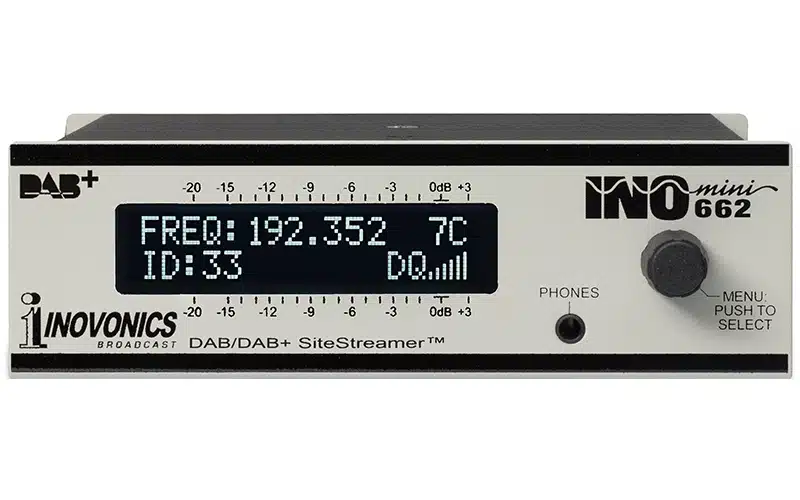 The Inovonics 662 SiteStreamer™ is a Web-enabled EBU-standard DAB / DAB+ digital radio receiver for program audio and confidence monitoring.