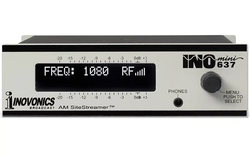 The Inovonics INOmini 637 SiteStreamer™ is a Web-enabled medium-wave AM broadcast receiver for remote signal monitoring.