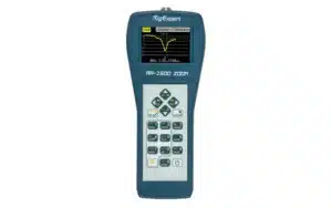 The RigExpert AA-1500 ZOOM 0.1 to 1500 MHz analyzer displays SWR