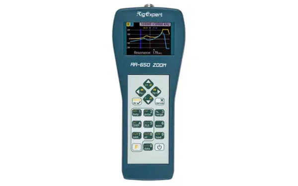 The RigExpert AA-650 ZOOM is a powerful 0.1 to 650 MHz antenna analyzer designed for testing