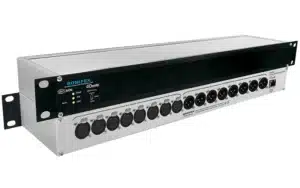 The Sonifex AVN-AIO8 audio converter and interface converts up to eight analogue inputs and eight analogue outputs to and from the Dante Audio-over-IP networking standard