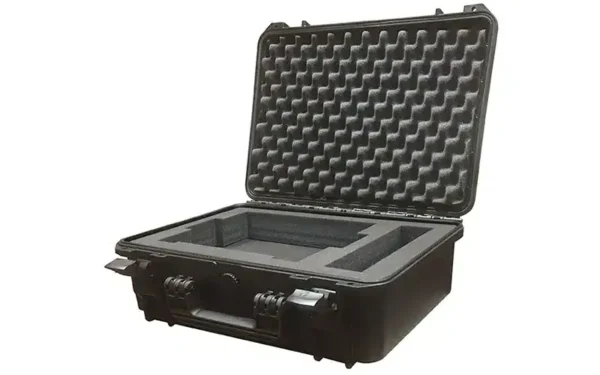 The Sonifex CM-TC2 transport case has foam without a cut-out. The foam is constructed of blocks which can be pushed out to make the cut-out shape you require.