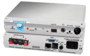 The Sonifex PS-AMP is a freestanding unit which converts an IP audio stream directly to speaker outputs.
