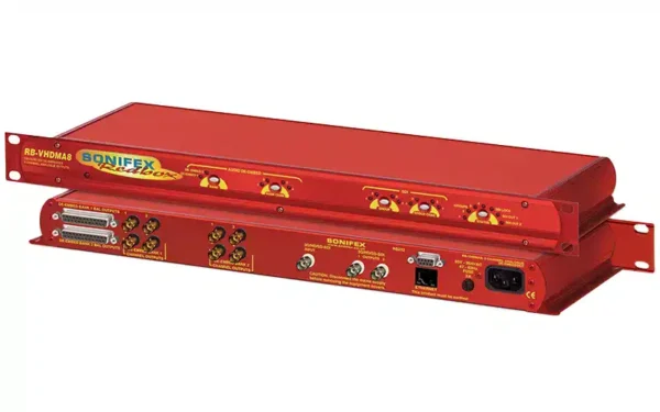 The Sonifex RB-VHDMA8 is an 8 channel analogue de-embedder contained in a single 19-inch rack unit.