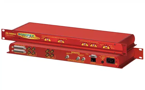 The Sonifex RB-VHEMA8 is an 8 channel analogue embedder contained in a single 19-inch rack unit. The unit can selectively embed up to 8 analogue channels.