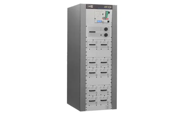 Broadcast Electronics AM-10A solid-state 10 kW AM transmitter rack.
