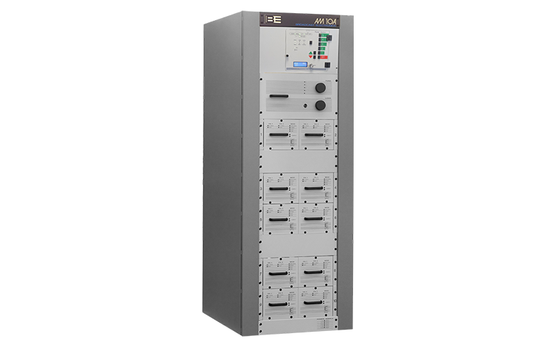 Broadcast Electronics AM-10A solid-state 10 kW AM transmitter rack.