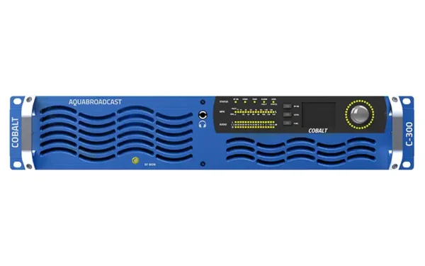 Aqua Cobalt C-300 300W FM transmitter front panel with metering and controls