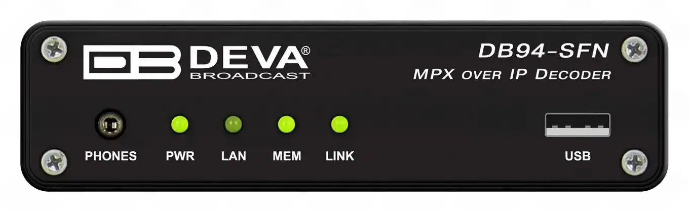 DEVA DB94-SFN MPX over IP decoder with MicroMPX and SFN support