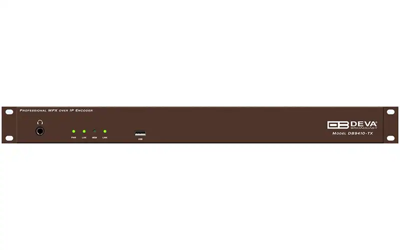 DEVA DB9410-TX MPX Encoder with MicroMPX algorithm, 1U rackmount FM broadcast composite encoder for low latency networked MPX transport